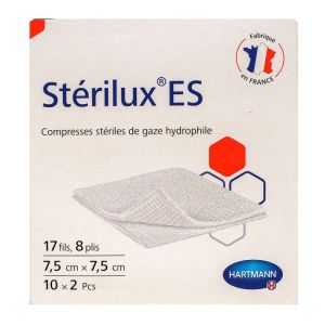 Sterilux Es Compr Gaze Stéri 7,5x7,5 10sach/2