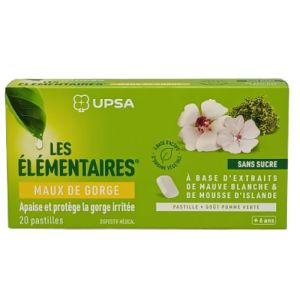 Les Elementaires Pastilles Sans Sucres Maux Gorge Boite de 20