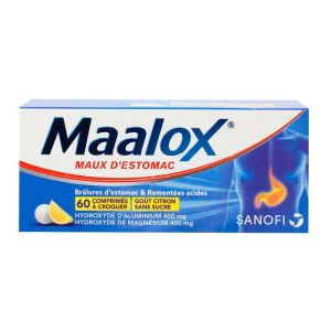 Maalox Sans sucre 60 comprimés citron