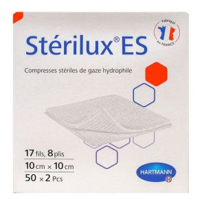 Sterilux Es Compr Gaze Stéri 10x10cm 50sach/2