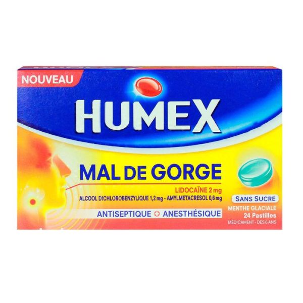 Humex Lidoc/alc 2mg/1,2mg/0,6mg Ment Gl Pl/24