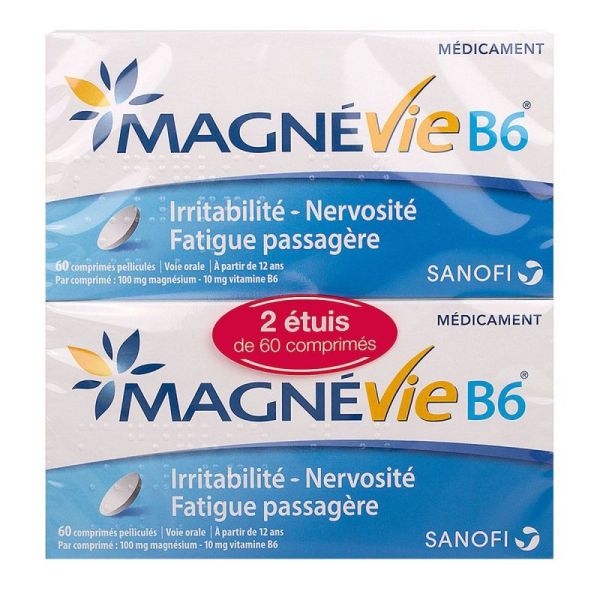 Magnevie B6 100mg/10mg Lot de 2 boites 60 comprimés