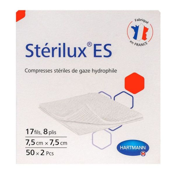 Sterilux Es Compr Gaze Stéri 7,5x7,5 50sach/2