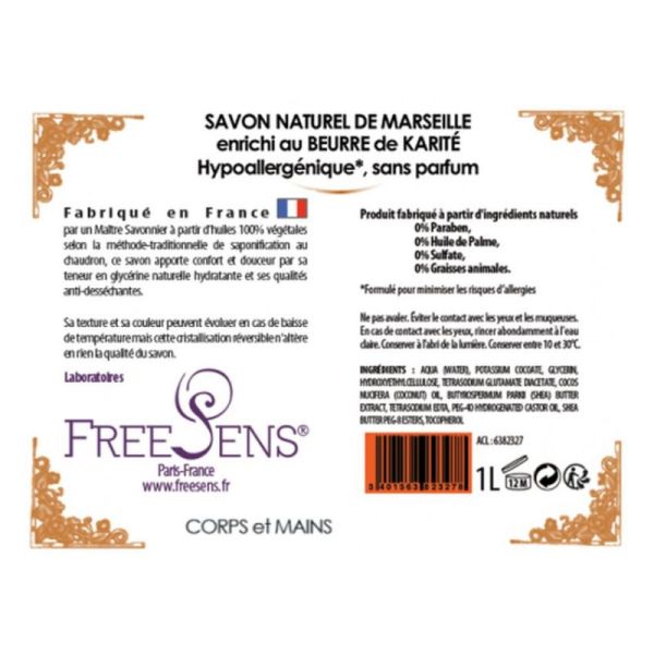 Savon de Marseille Naturel Karité 1L