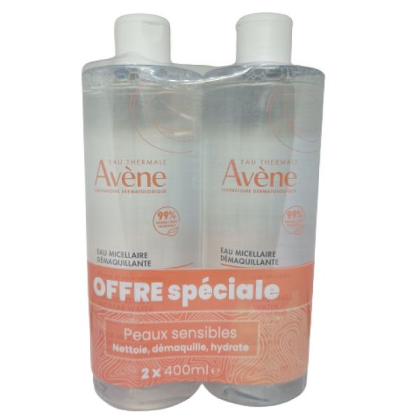 Avene Eau Micellaire Démaquillante Lot de 2 Flacons de 400 ml