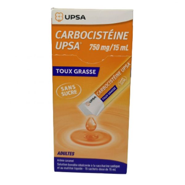 Carbocisteine 750mg/15ml Solution Buvable Sans  Sucre Adulte 15 sachets