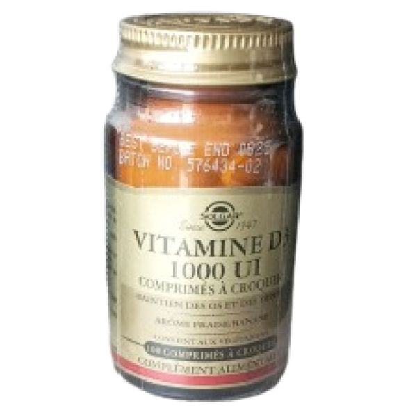 Solgar Vitamine D3 Comprimés à Croquer Pot de 100