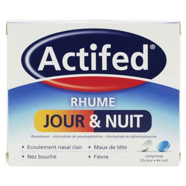 Actifed Rhume Jour et Nuit boite de 16 comprimés