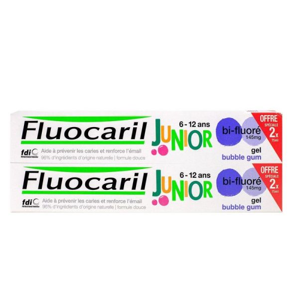 Fluoc Junior Dentif Bubble Gum 6-12ans 2/75ml