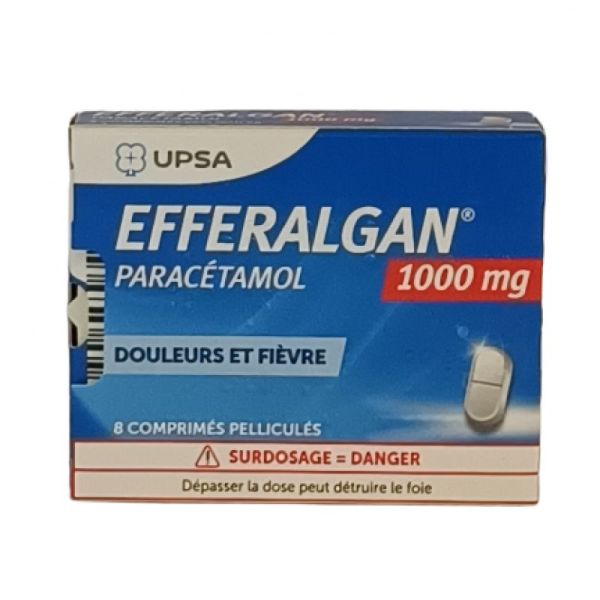 Efferalgan 1000mg Boite de 8 Comprimés Pelliculés