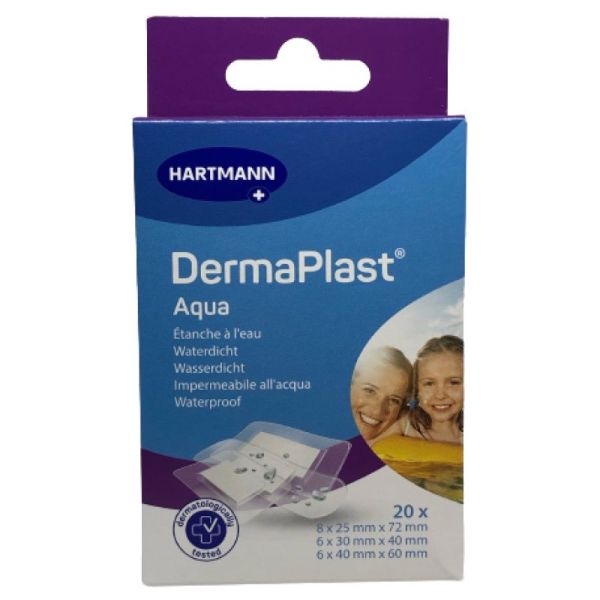 Dermaplast Aqua Pansements Adhésifs Prédécoupés 3 Taille Boîte de 20