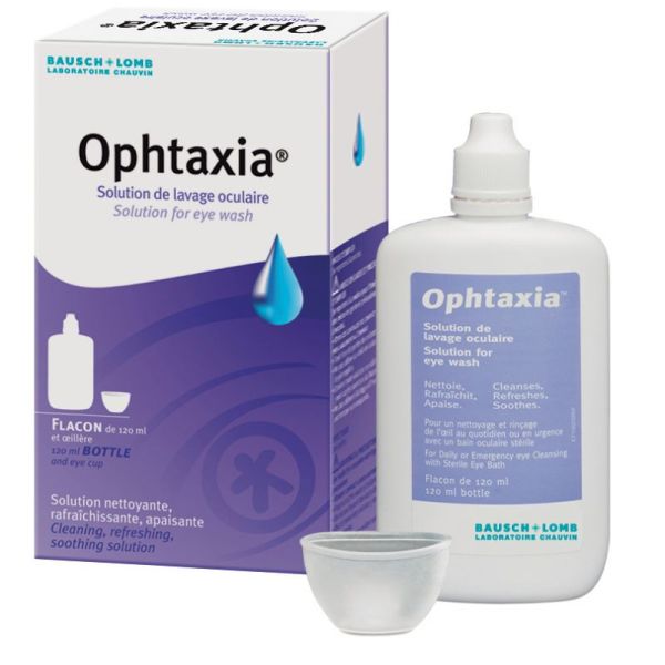 Ophtaxia Solution de  Lavage Oculaire avec oeillère 120 mL