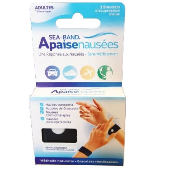 Sea-band Bracelet Anti-nausées Adultes Noir