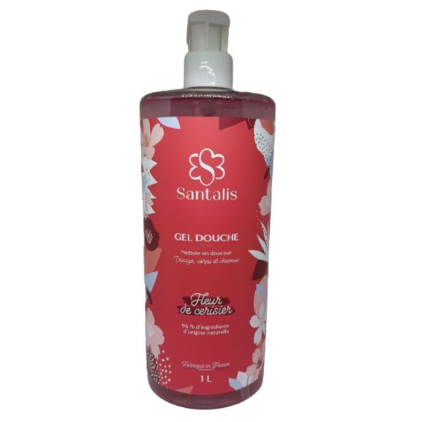 Santalis Gel Douche Fleur de Cerisier Flacon Pompe 1l